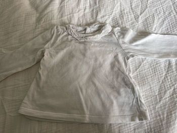 T-shirt blanc manches longues DPAM 6 mois 68 cm