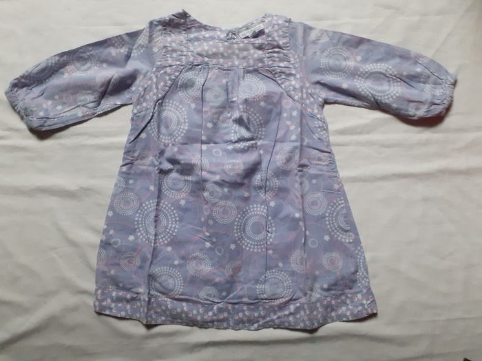 Robe légère lilas motif ronds roses et blancs