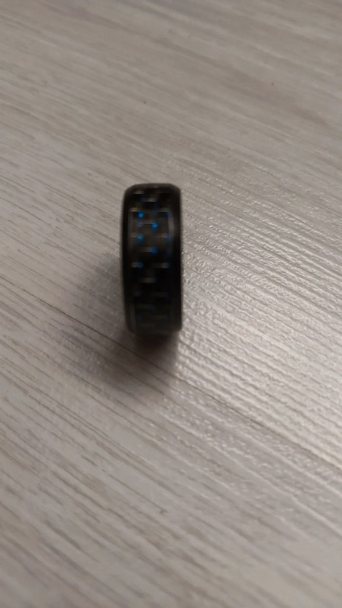 Bague acier carbone bleu - photo numéro 5