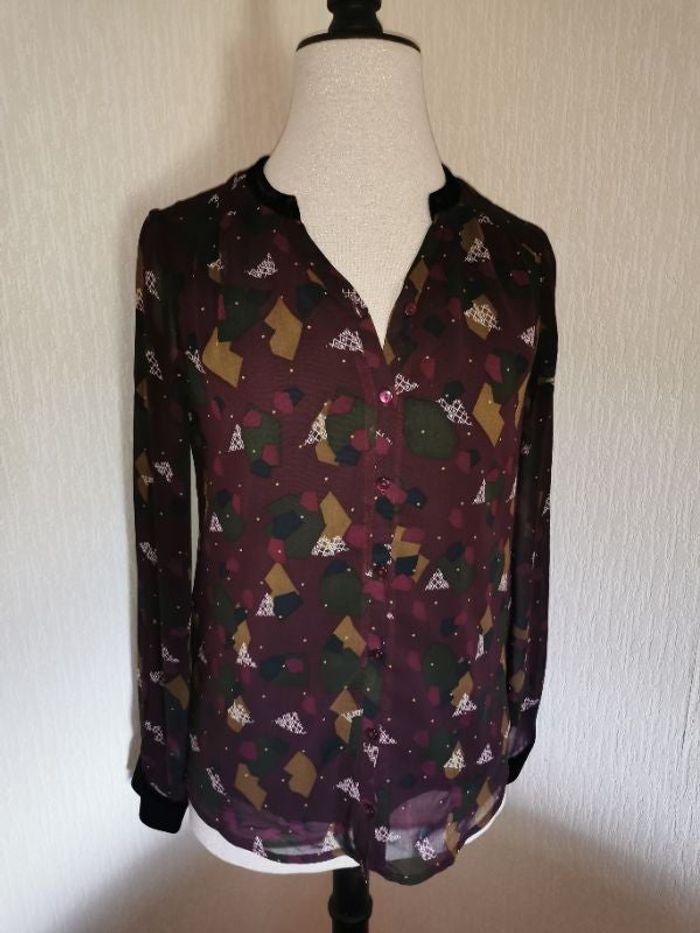 Chemisier One Step couleur prune avec motifs multicolores
