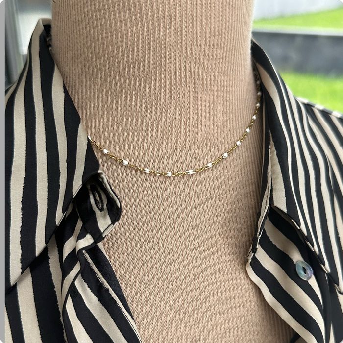 Collier perles résine email or acier - Ateliersdisa collection - photo numéro 2