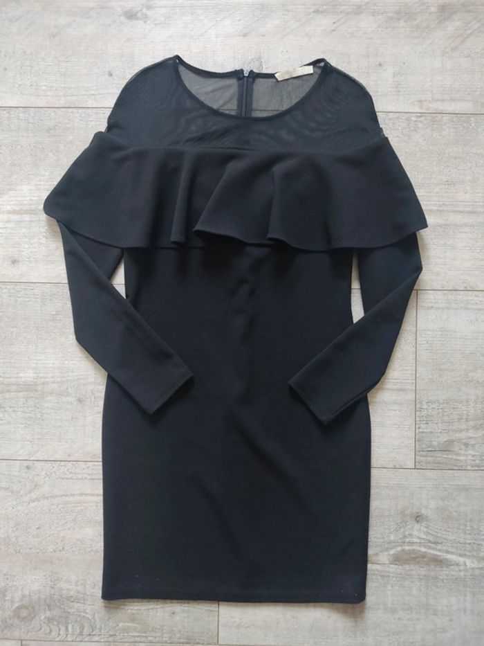 Robe mi-longue manches longues volants et mesh noire taille L Vera & Lucy - photo numéro 6