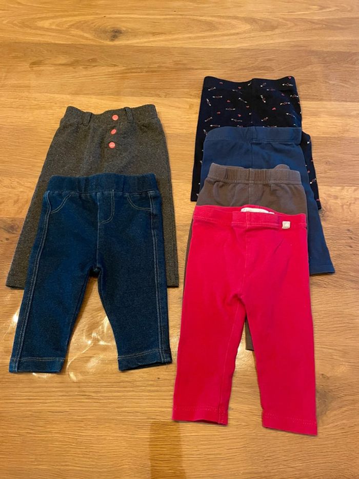 Lot de 6 leggings fille 3 mois