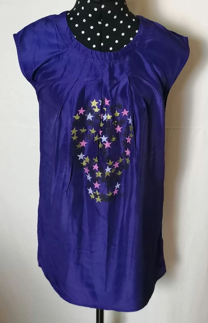 Robe courte ou tunique bleu roi tête de mort étoiles taille 12 ans Kookaï - photo numéro 2