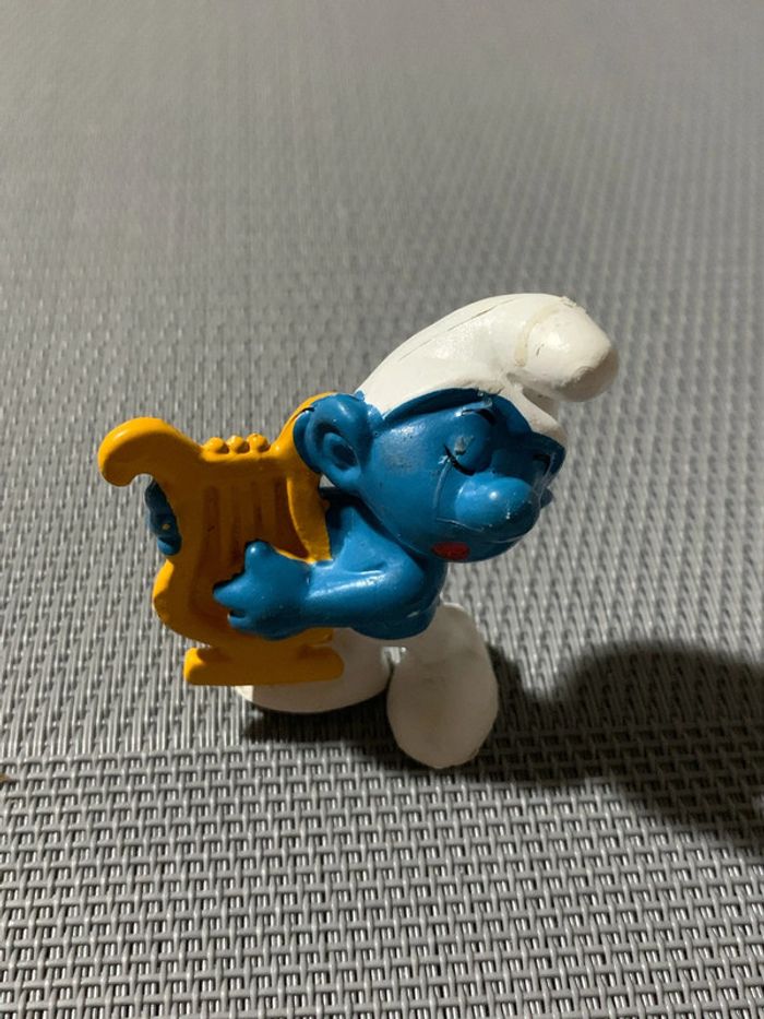 Figurine Les Schtroumpfs Smurf Musicien harpe Schleich Vintage Peyo