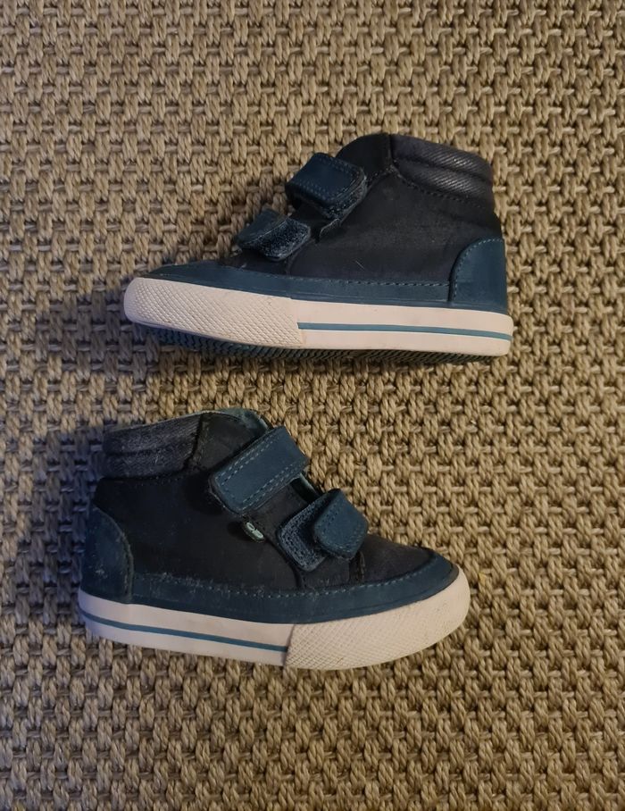 Chaussures montantes tissu à scratchs bleu - T 22 - photo numéro 5