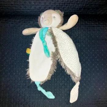 Doudou ours gris, blanc plat collection frisounours Baby nat