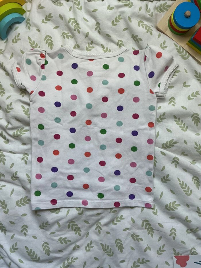 teeshirt manches courtes blanc à pois multicolore baby gap 18/24 mois - photo numéro 7