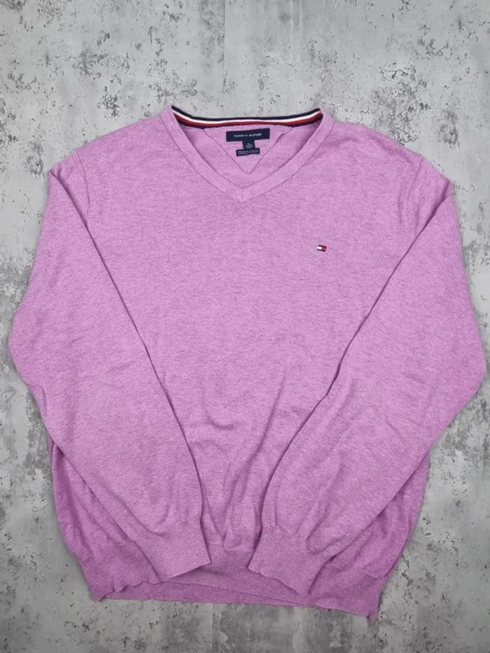 Pull col V Tommy Hilfiger mauve, XL Hommes - photo numéro 3