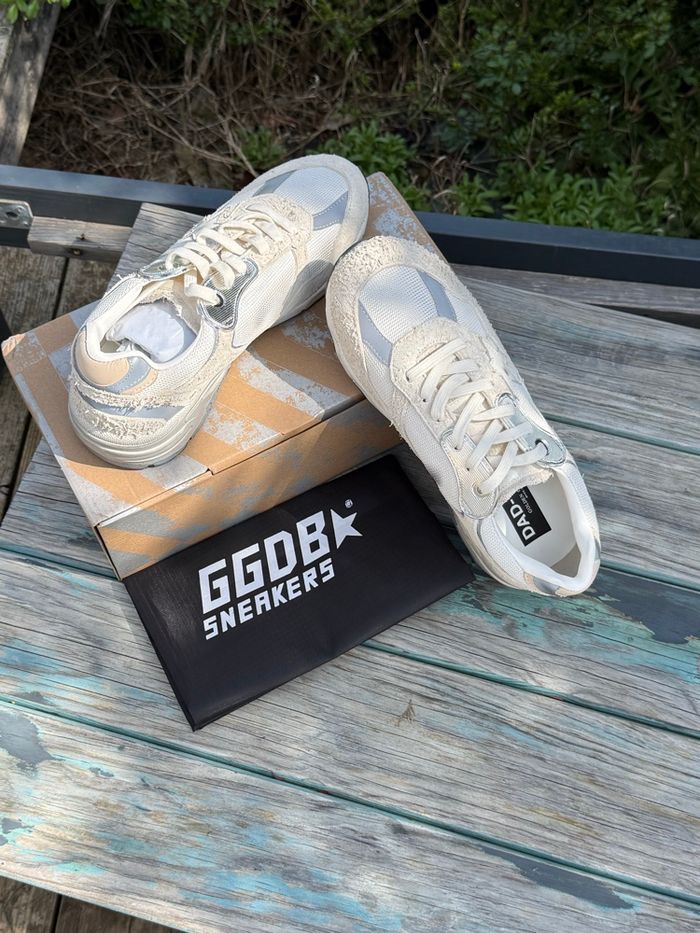 Dad-Star Homme Daim Blanc et gris avec étoile en cuir blanc - photo numéro 4