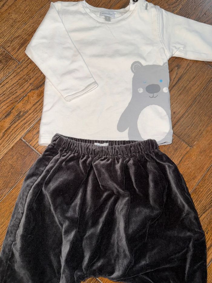 T-shirt épais absorba et pantalon velours Bout’chou 6 mois - photo numéro 2