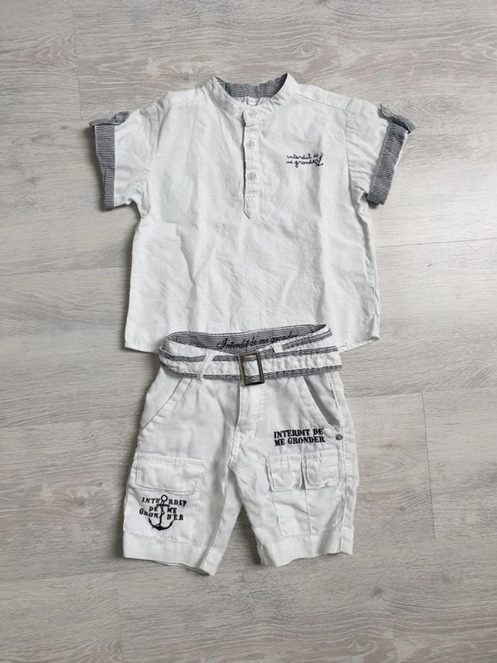 Ensemble chemise et shirt Interdit de me gronder 18 mois