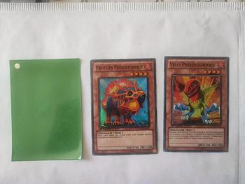 2 cartes Yu-Gi-Oh! Protops et velo préhistorique 1 ere édition