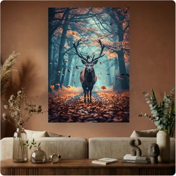Affiche “Cerf Majestueux” poster forêt automne animal déco murale nature A3 Sans cadre