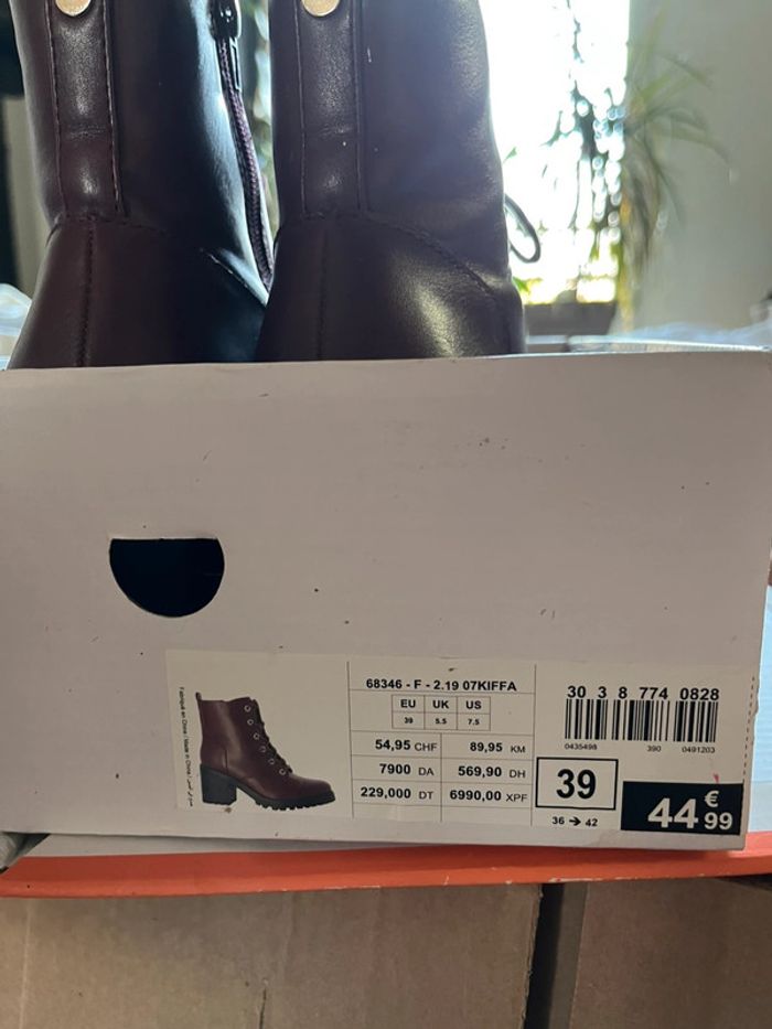 Bottines à talons avec lacets - bordeaux - photo numéro 16