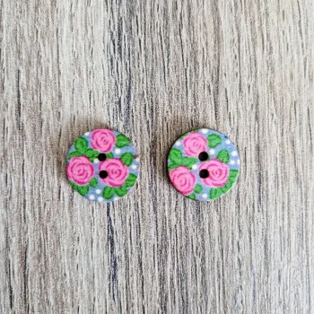 Lot de 2 boutons en bois vintage