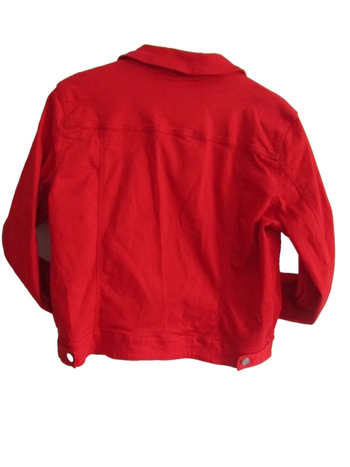 veste perfecto blouson en jeans rouge marque véro moda taille indiquée L = 40/42 - photo numéro 4