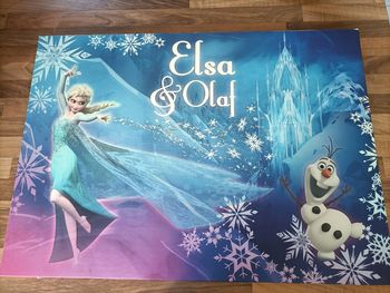 Cadre phoforescent Reine des Neiges bleu Elsa et Olaf