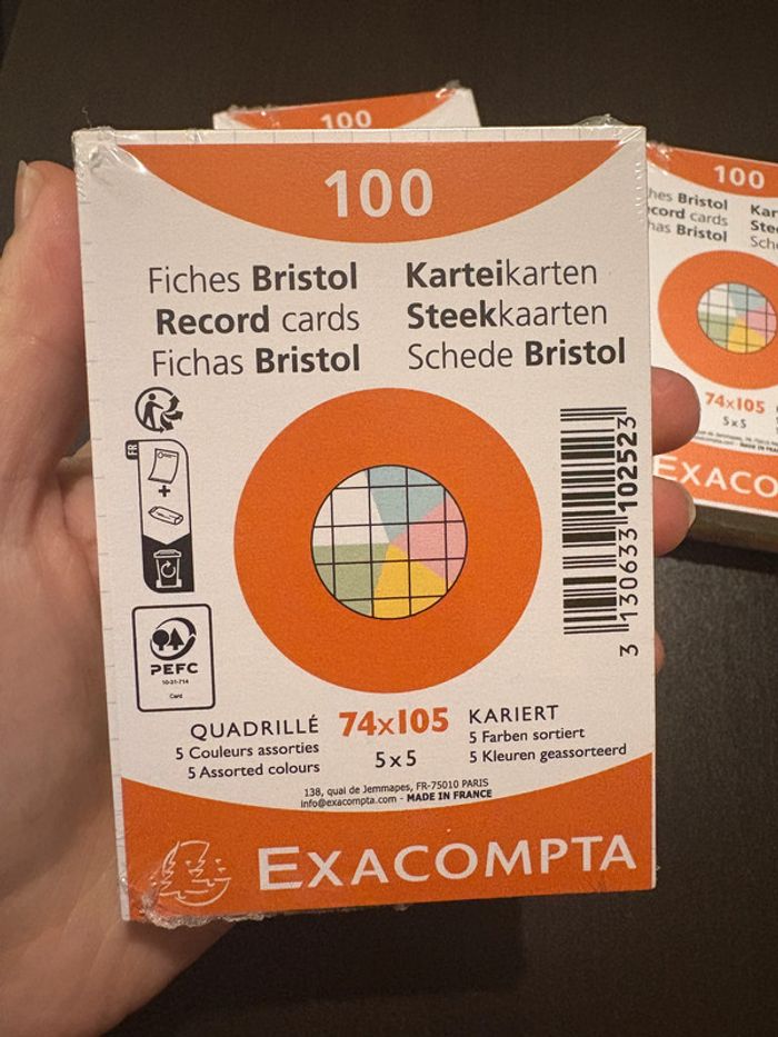 Lot de 3 paquets de 100 mini fiches Bristol - photo numéro 2