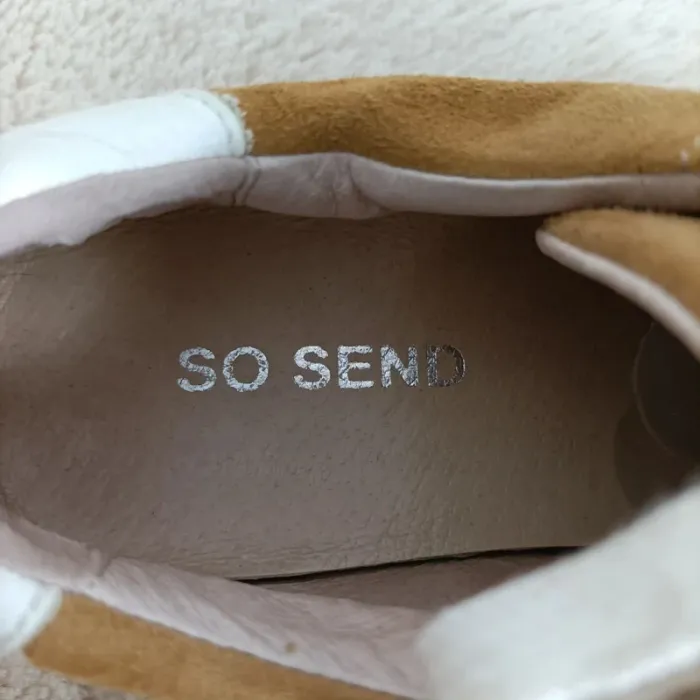 Basket de ville - so send - taille 37 - femme Chaussures camel et blanches suédine - photo numéro 9