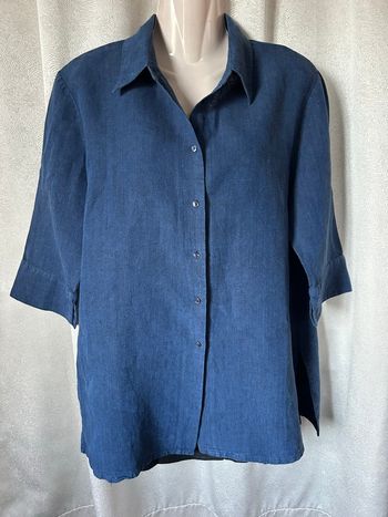 Chemise tunique lin bleu nuit 46 Camaïeu
