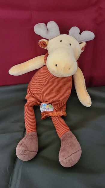 Les Loupiots Adam l'élan Peluche Jaune Orange