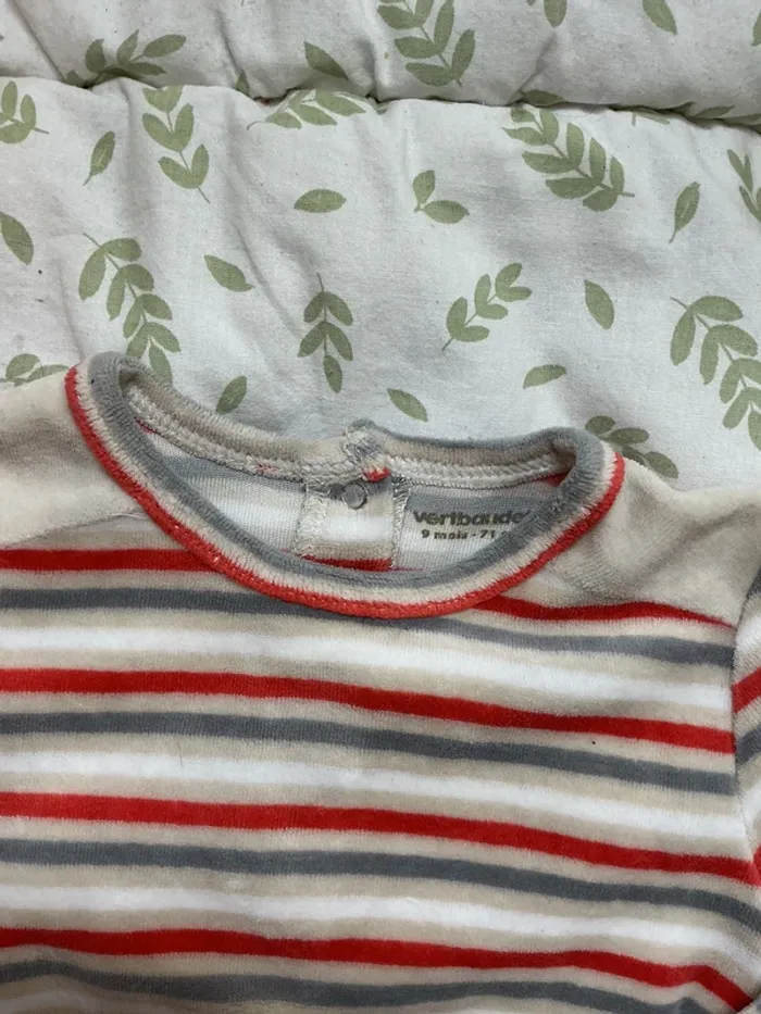 pyjama 2 pièces en velours gris et orange 9 mois vertbaudet - photo numéro 5