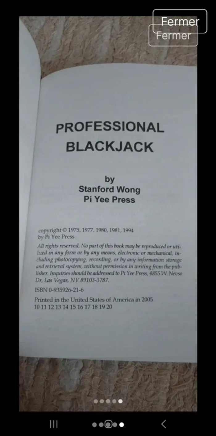 Livre Professional Blackjack de
Stanford Wong en anglais - photo numéro 5