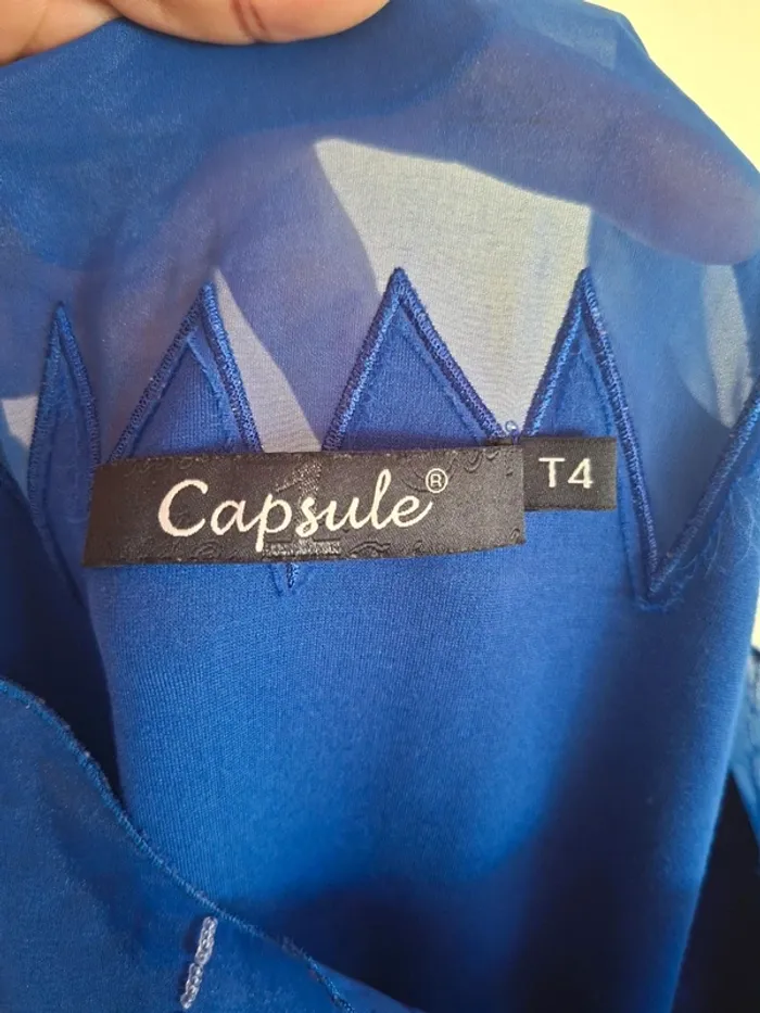 Robe/tunique droite bleue brodée perles Capsule - neuve - taille 40 - photo numéro 6