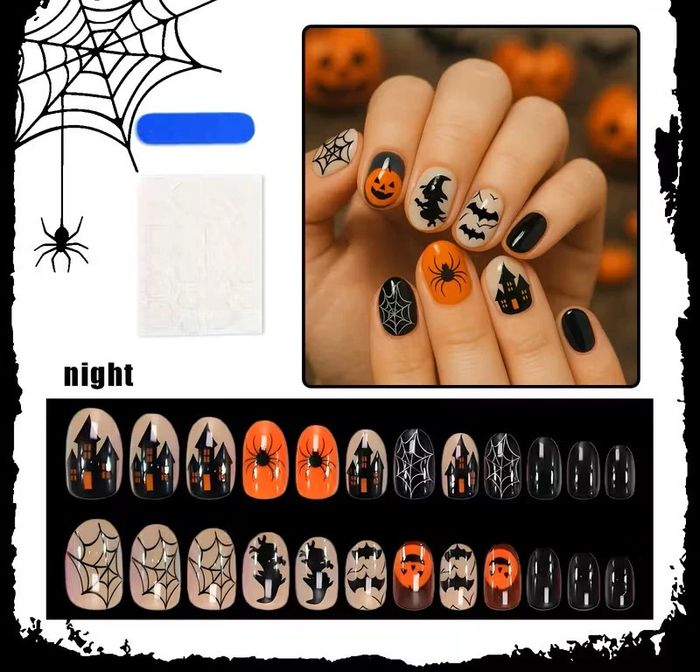 🖤 Faux ongles Press-On Élégance Nocturne – 24 pièces pour un style chic & mystique 🎃💅 - photo numéro 2