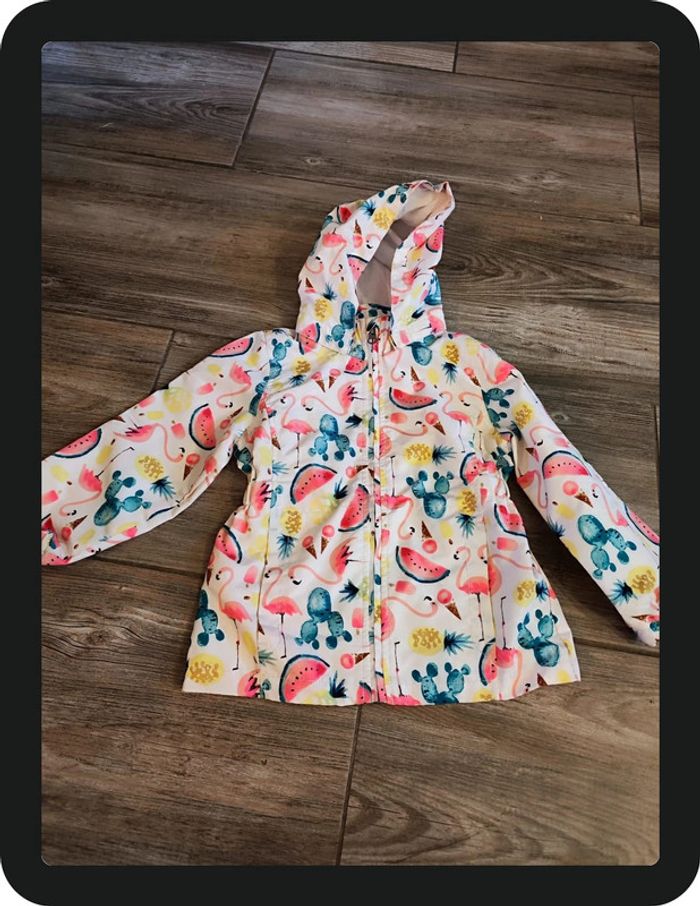 Coupe vent à capuche flamant rose pastèque Name it Taille 3-4 ans