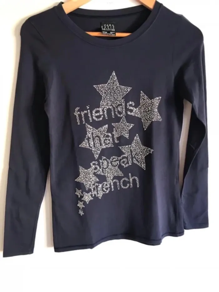 T-shirt violet Zara à strass manches longues taille 34/36 - photo numéro 2