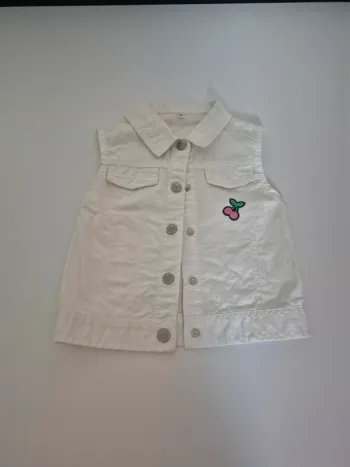 Veste en jean sans manche blanche - Motif Cerise - 86 cm (18/24 mois) - Zeeman