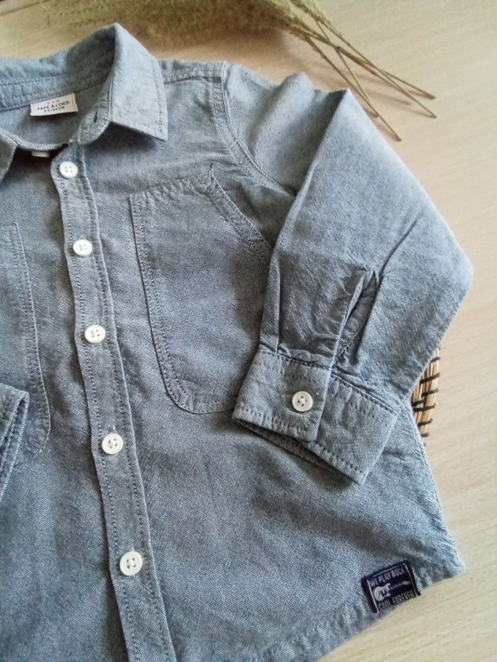 Chemise tons gris bleu TAO taille 2 ans - photo numéro 3