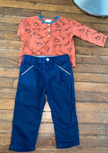 T-shirt moulin roty et pantalon obaibi 18 mois
