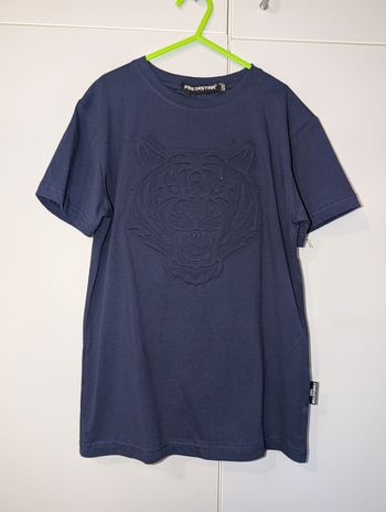 T-shirt bleu marine - Motif Tigre en relief - 10 ans