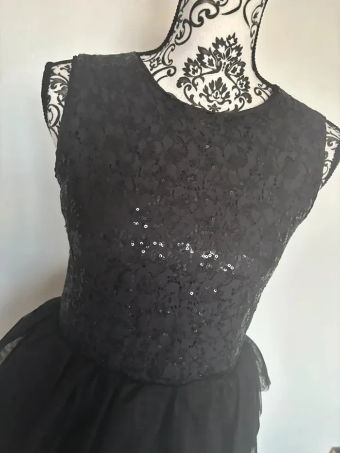 Petite robe de soirée noire en sequins et tulle 36 - photo numéro 3