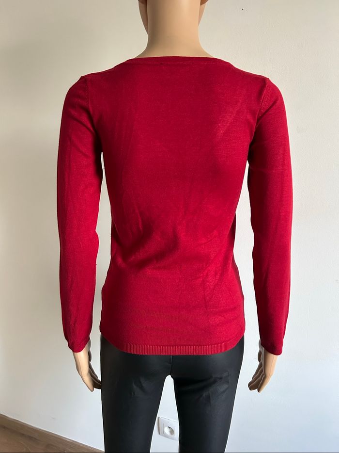 Pull rouge à manches longues avec strass Morgan taille XS TBE - photo numéro 5