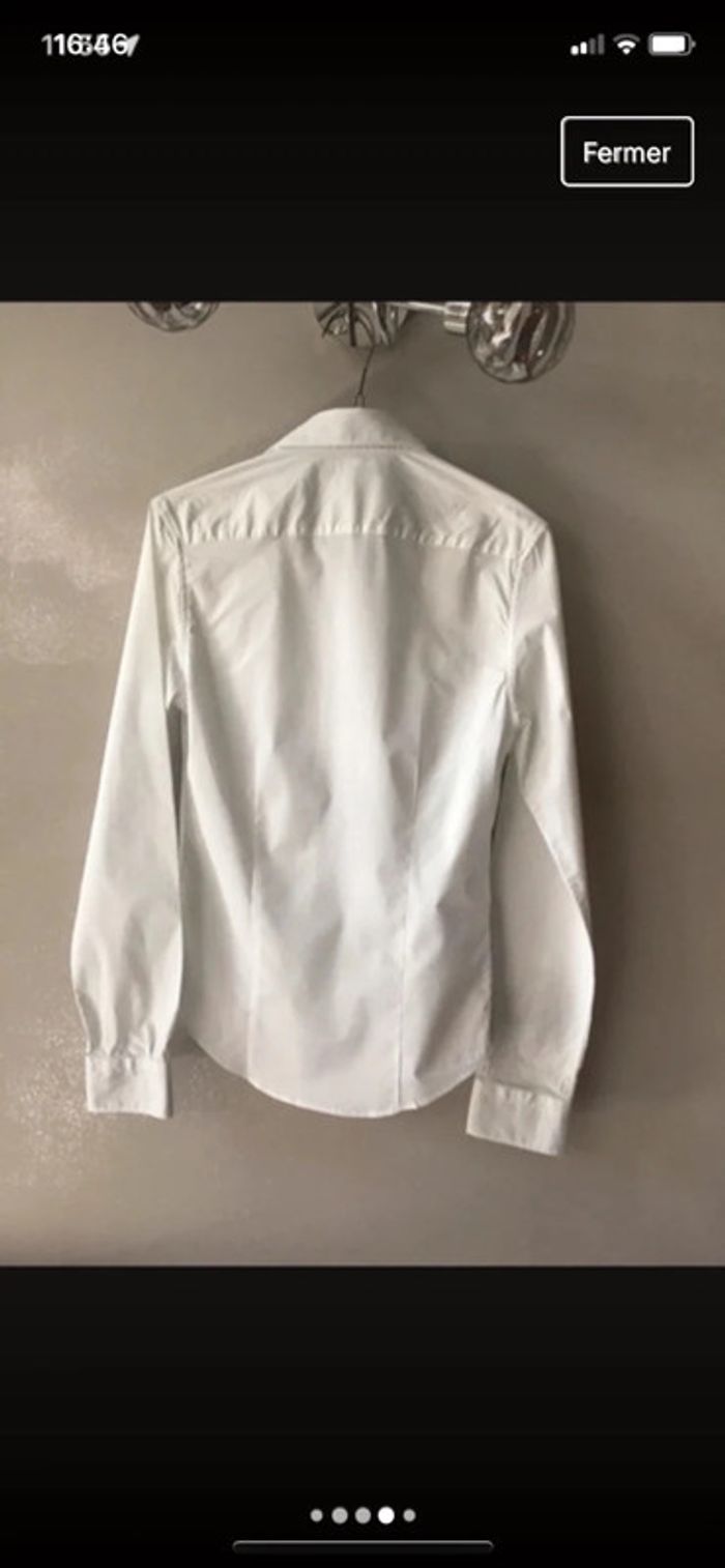 Chemise cintrée blanche détail gris - photo numéro 5