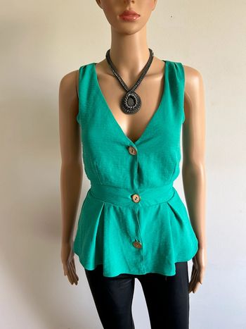 Blouse verte sans manches Morgan taille 34 excellent état