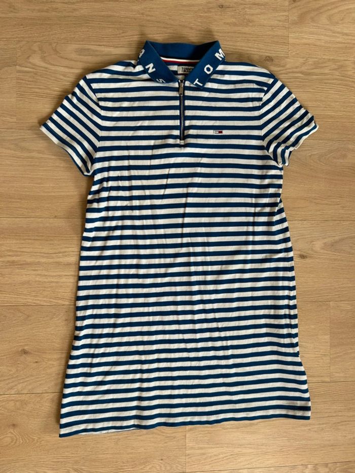 Robe polo Tommy Jeans femme rayée bleue et blanche - Taille M - photo numéro 2
