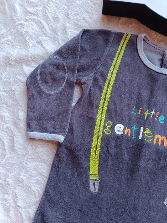 Pyjama grenouillère velours Garçon 24 mois Little gentleman bretelles Gémo - photo numéro 2