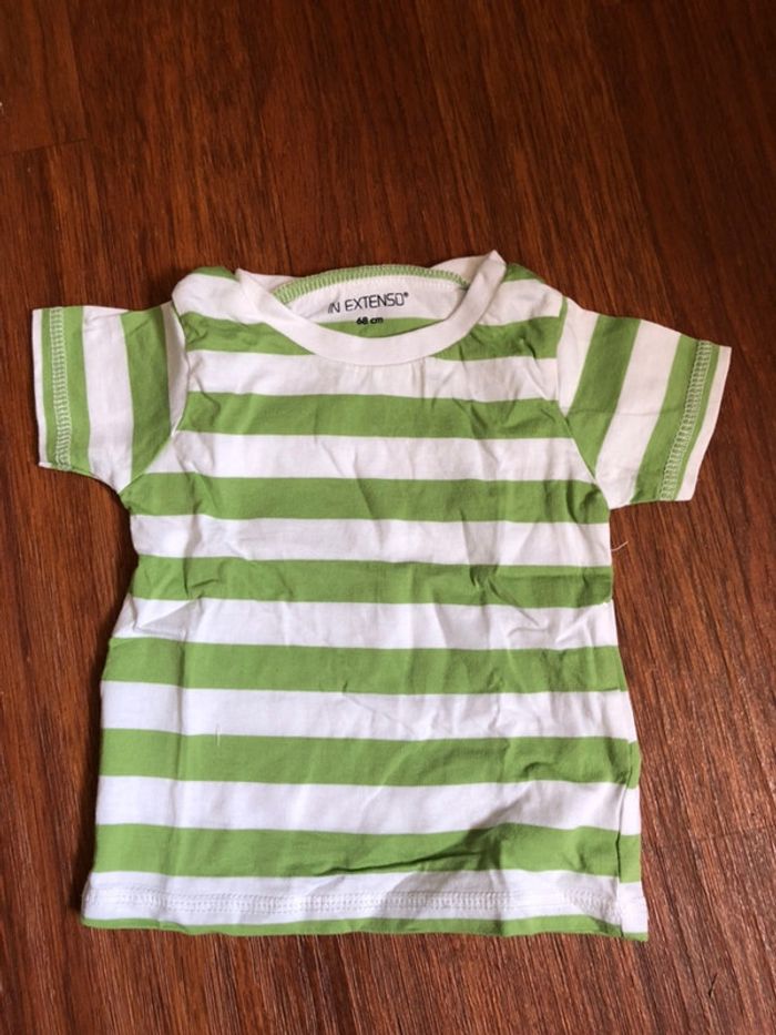 Tee shirt rayé vert 6 mois