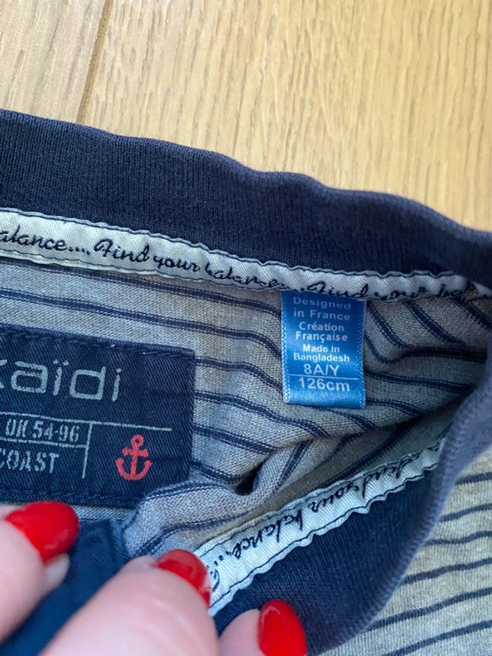 T-shirt Okaidi manche longues 8 ans à rayure - photo numéro 5