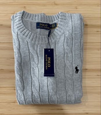 Pull Ralph Lauren torsadé gris taille M