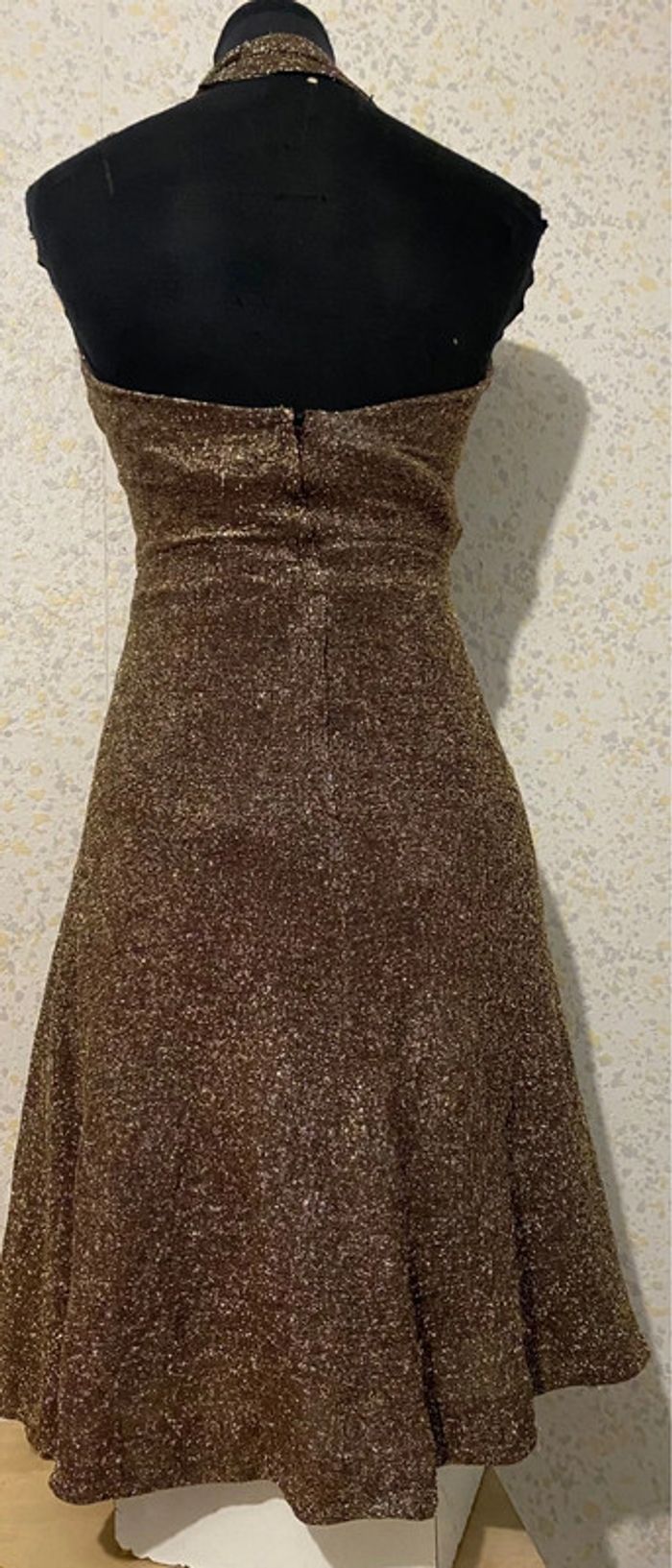 Robe vintage lurex doré dos nu 34 - photo numéro 3