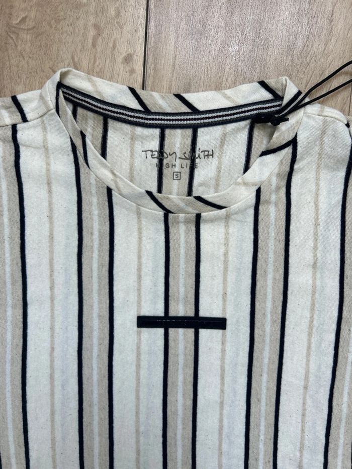 T-shirt Teddy Smith High Life blanc cassé lin cotton S - photo numéro 2