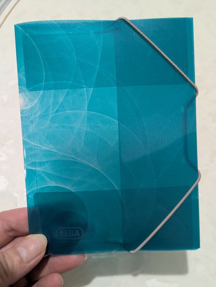 Petite pochette à rabat, porte documents bleu turquoise. - photo numéro 3