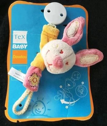 NEUF ! ATTACHE-TETINE LAPIN ** TEX BABY