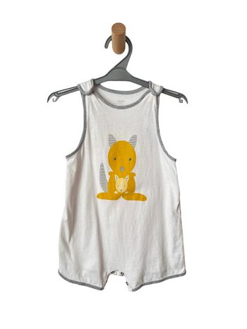 Pyjashort blanc motif kangourou jaune - Obaïbi 23 mois